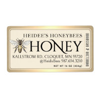 Honey Editable Label Vintage Queen Bee Gold Border