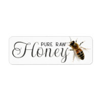 Honey Embossed Text Realistic Bee on White