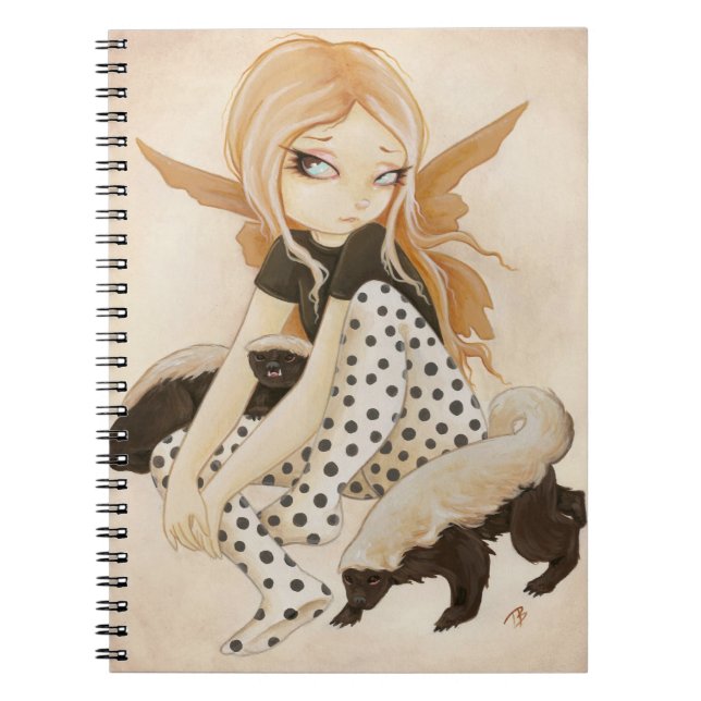 Honey- fairy with honey badgers spiral notebook (Front)