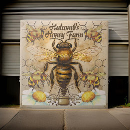 Honey Farm Big Bee Welcome Sign | Ceramic Tile