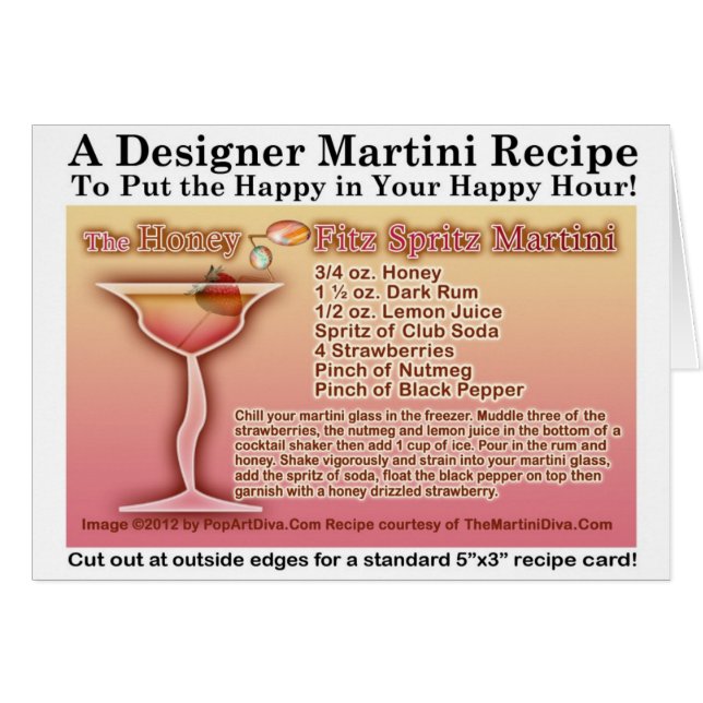 Honey Fitz Spritz Martini Recipe Greeting Card (Front Horizontal)