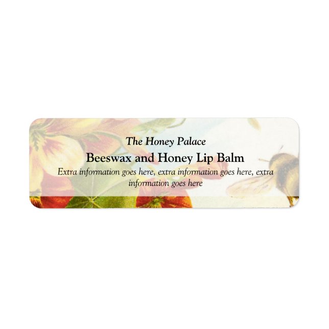 Honey Floral Bee Bath Spa Products Label (Front)