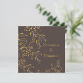 Honey Gold Autumn Floral Wedding Invitation (Standing Front)