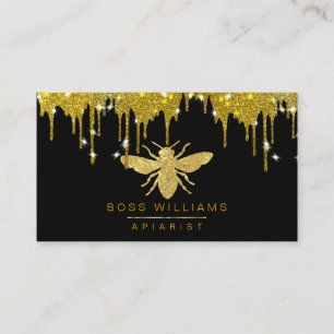 Honey Gold Drips Faux Honey Bee Glitter Business Card