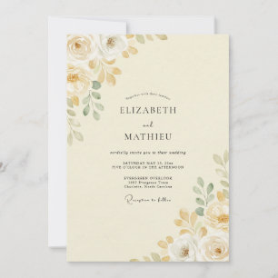 Honey Gold Foliage Eucalyptus Wedding Invitation