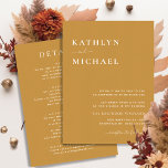 Honey Gold Modern Typography All In One Wedding Invitation<br><div class="desc">Honey Gold Modern Typography All In One Minimalist Wedding Invitation Card. Celebrate your special day with this elegant and beautiful wedding invitation card to beautify your special occasion. All the texts are pre-arranged for you to personalise easily and quickly with your own details. If you need further customisation or matching...</div>