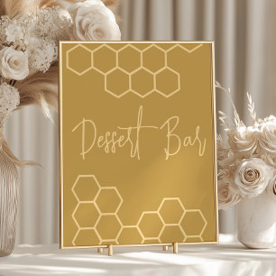 Honey Golden Beige Baby Shower Dessert Bar Poster