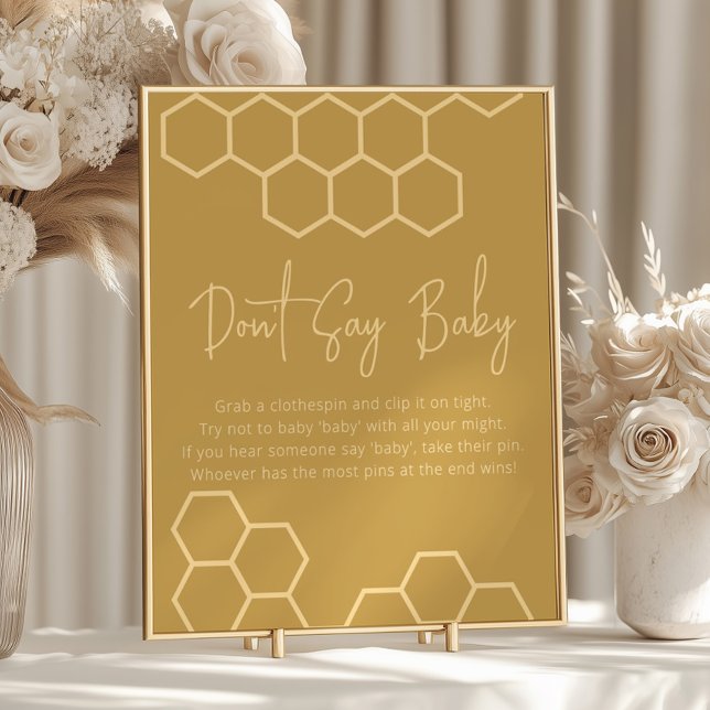 Honey Golden Beige Baby Shower Don't Say Baby Poster (Creator Uploaded)