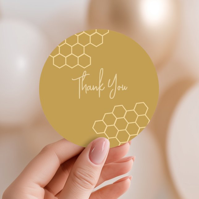 Honey Golden Beige Baby Shower Thank You Classic Round Sticker (Creator Uploaded)