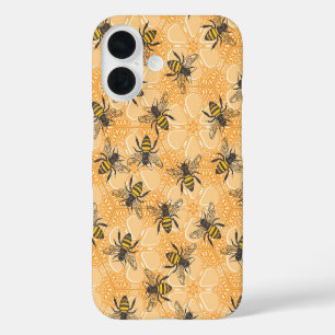 honey hive floral apricot orange iPhone 16 case