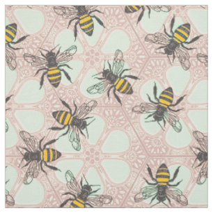 honey hive floral mint parma fabric