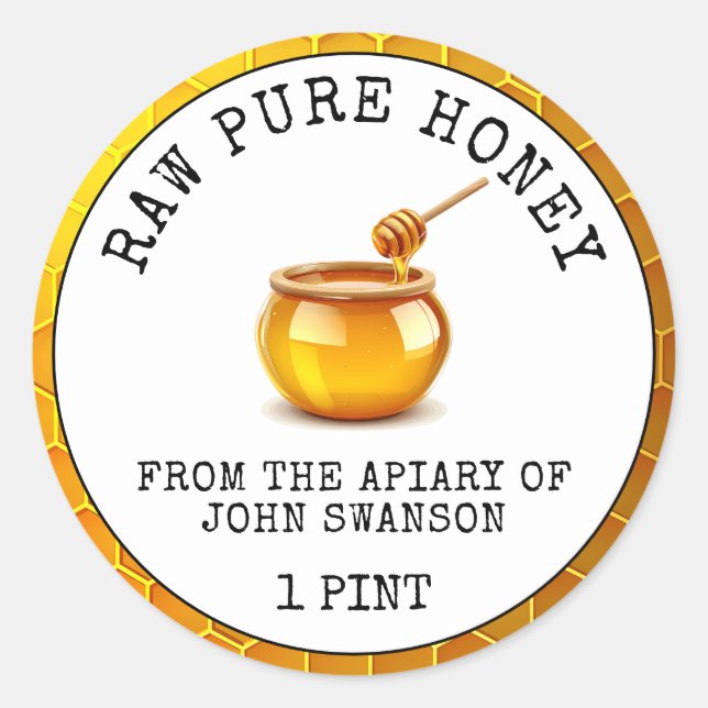 Honey Honeycomb Apiary Honey Pot Classic Round Sticker (Front)