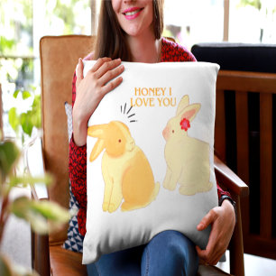 Honey I Love You" Bunny Couple Pillow   Romantic A