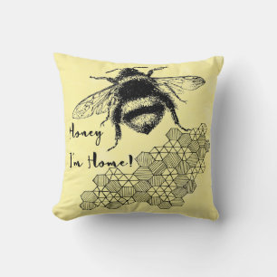 Honey I'm Home Bee Honeycomb Cushion
