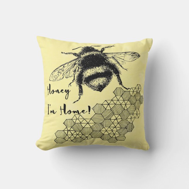 Honey I'm Home Bee Honeycomb Cushion (Front)