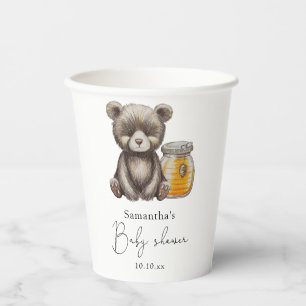 Honey jar and teddy Bear baby shower Paper Cups