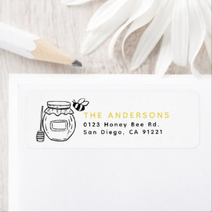 Honey Jar & Bees White Return Address