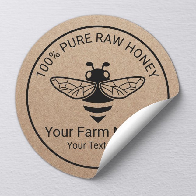 Honey Jar Fresh Honey Bee Apiary Beekeeper Classic Round Sticker (Creator Uploaded)