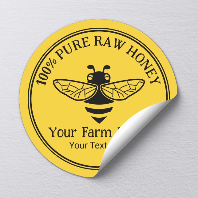 Honey Jar Fresh Honey Bee Apiary Beekeeper Gold Classic Round Sticker (Creator Uploaded)
