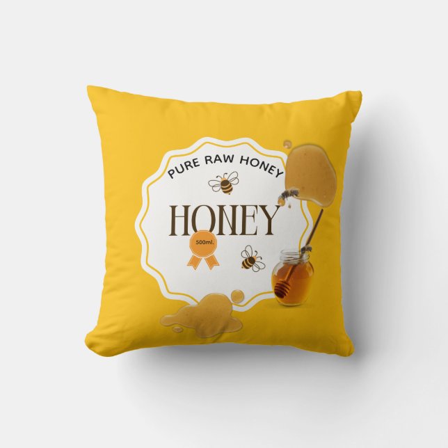 Honey Jar Honeybee Honeycomb Bee Apiary Cushion (Front)