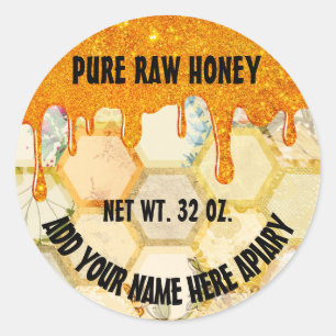 Honey Jar Honeybee Honeycomb Bee Apiary Drips Classic Round Sticker