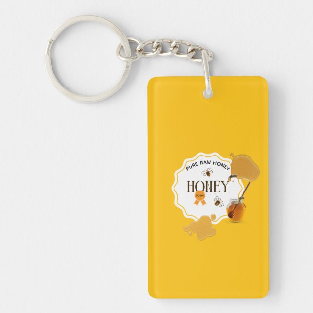 Honey Jar Honeybee Honeycomb Bee Apiary Key Ring (Front)