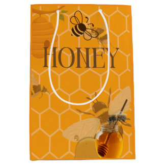 Honey Jar Honeybee Honeycomb Bee Apiary Medium Gift Bag
