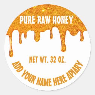 Honey Jar  Honeybee Honeycomb Bee Apiary Name Classic Round Sticker