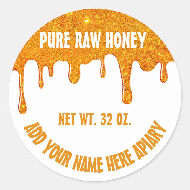 Honey Jar  Honeybee Honeycomb Bee Apiary Name Classic Round Sticker (Front)