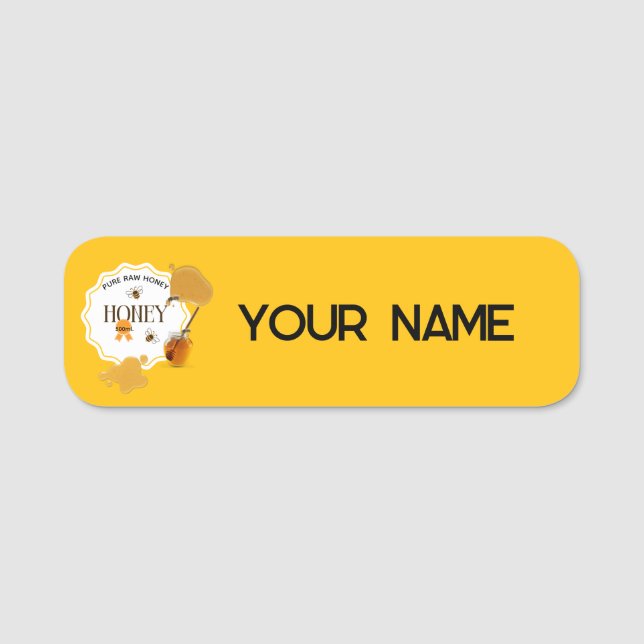 Honey Jar Honeybee Honeycomb Bee Apiary Name Tag (Front)