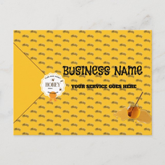 Honey Jar Honeybee Honeycomb Bee Apiary Postcard (Front)