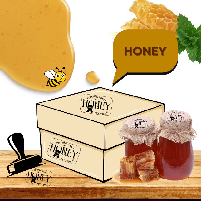 Honey Jar Honeybee Honeycomb Bee Apiary Self-inking Stamp (Creator Uploaded)