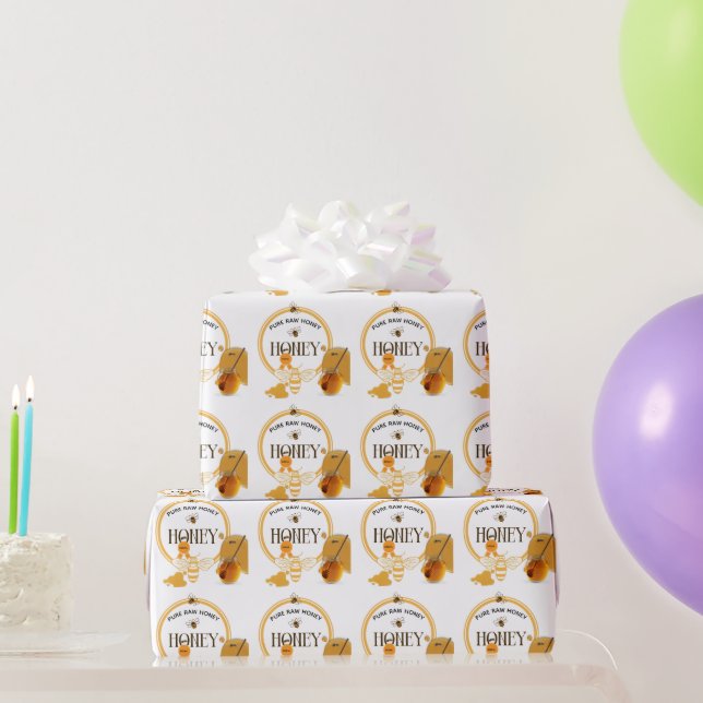 Honey Jar Honeybee Honeycomb Bee Apiary Wrapping Paper (Party Gifts)