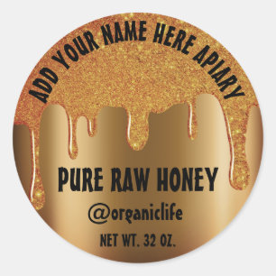 Honey Jar  Honeybee Honeycomb Gold Drips Vip Classic Round Sticker