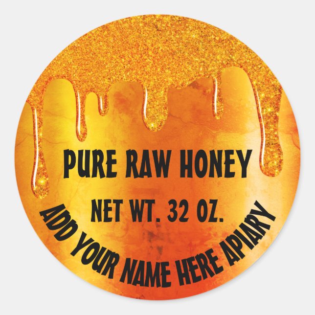 Honey Jar  Honeybee Honeycomb Golden Drips Classic Round Sticker (Front)