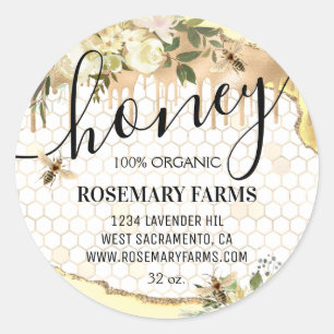 Honey Jar Honeycomb Bee Apiary Food Classic Round Sticker