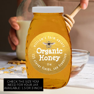 Honey Jar Label Honey Bee Apiary Gold