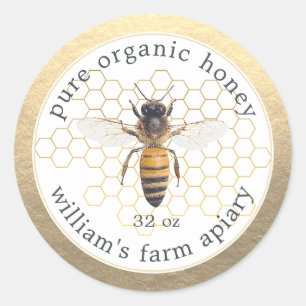 Honey Jar Label Honey Bee Apiary Honeycomb Gold