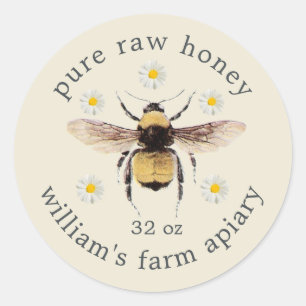 Honey Jar Label Honeybee Apiary Antique White