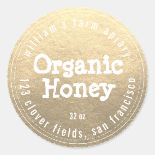 Honey Jar Label Honeybee Apiary Gold
