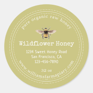 Honey Jar Label Honeybee Apiary Green