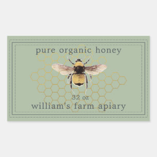 Honey Jar Label Honeybee Apiary Green