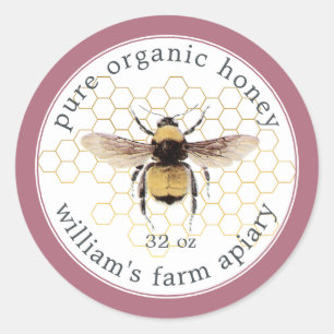 Honey Jar Label Honeybee Apiary Honeycomb Cassis 