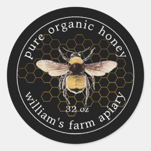 Honey Jar Label Honeybee Apiary Honeycomb Gold