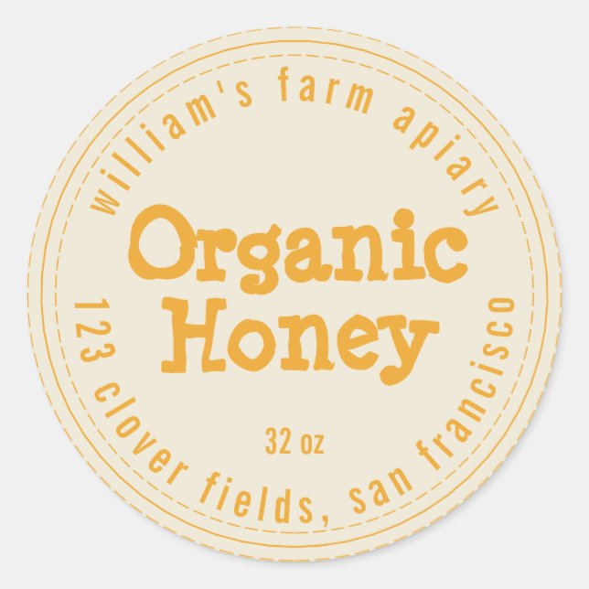 Honey Jar Label Honeybee Apiary Mellow Yellow (Front)