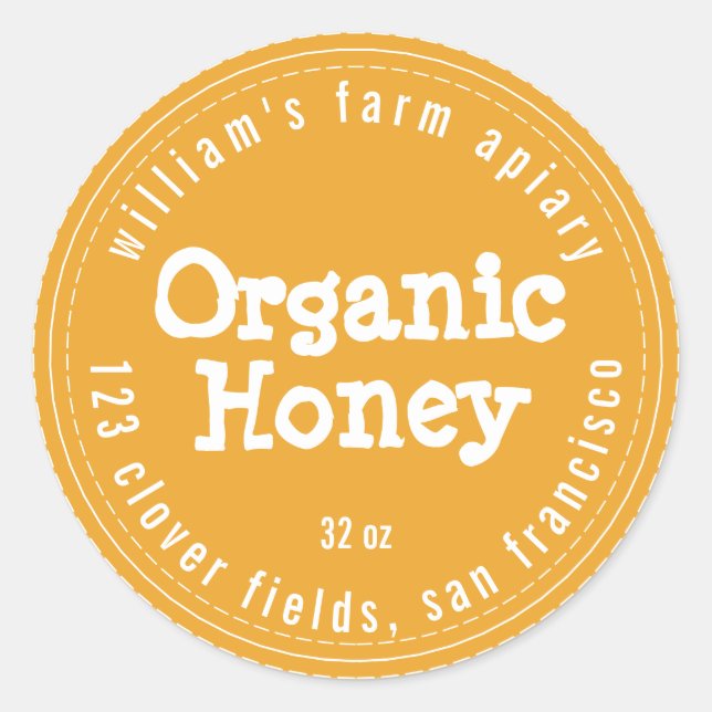 Honey Jar Label Honeybee Apiary Mellow Yellow (Front)