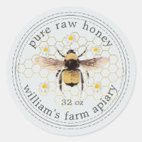 Honey Jar Label Honeybee Apiary Pale Blue