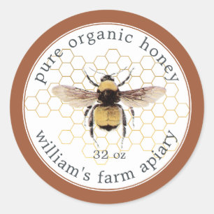 Honey Jar Label Honeybee Apiary Terracotta
