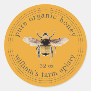 Honey Jar Label Honeybee Apiary Yellow