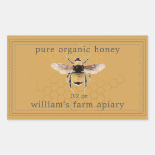 Honey Jar Label Honeybee Apiary Yellow